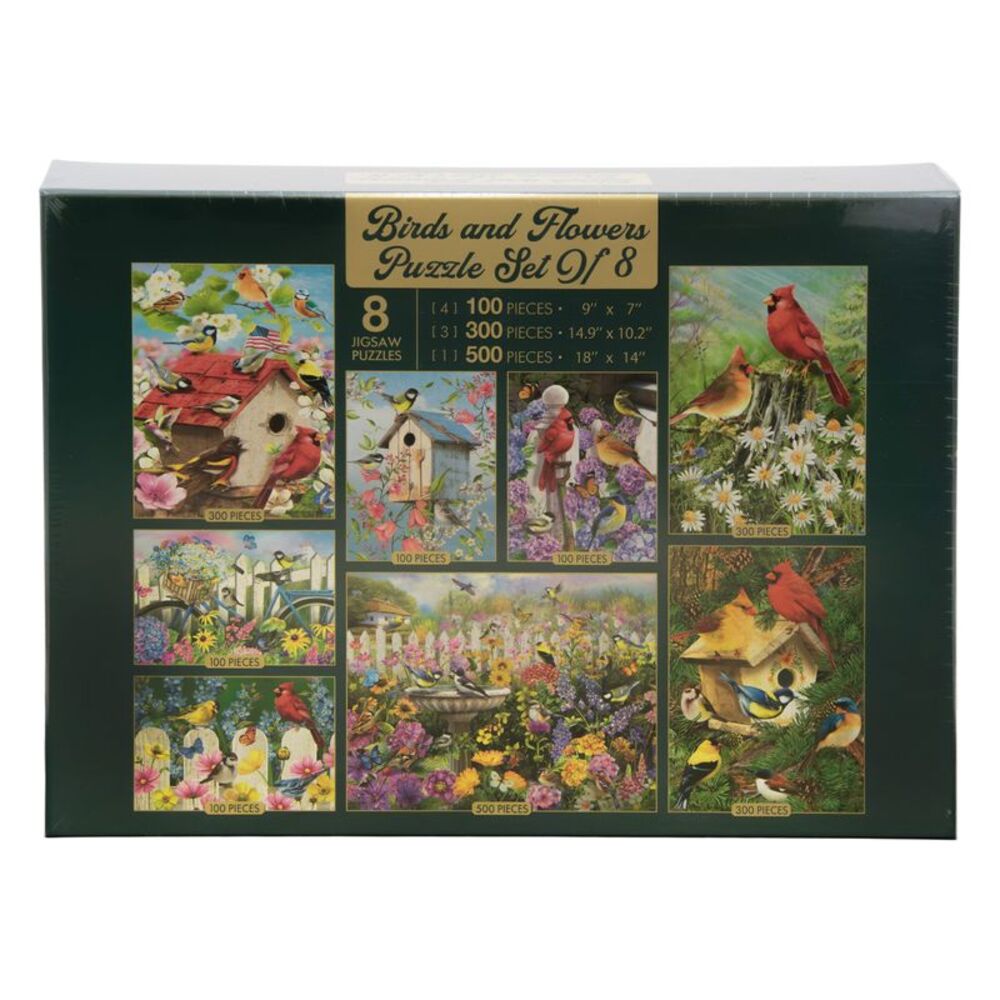 Birds and Flowers Puzzle Set 8 Nature Themed Jigsaw Puzzles